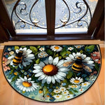 tapis porte demi rond motif floral moderne antidérapant lavable divers couleurs abeilles mandala