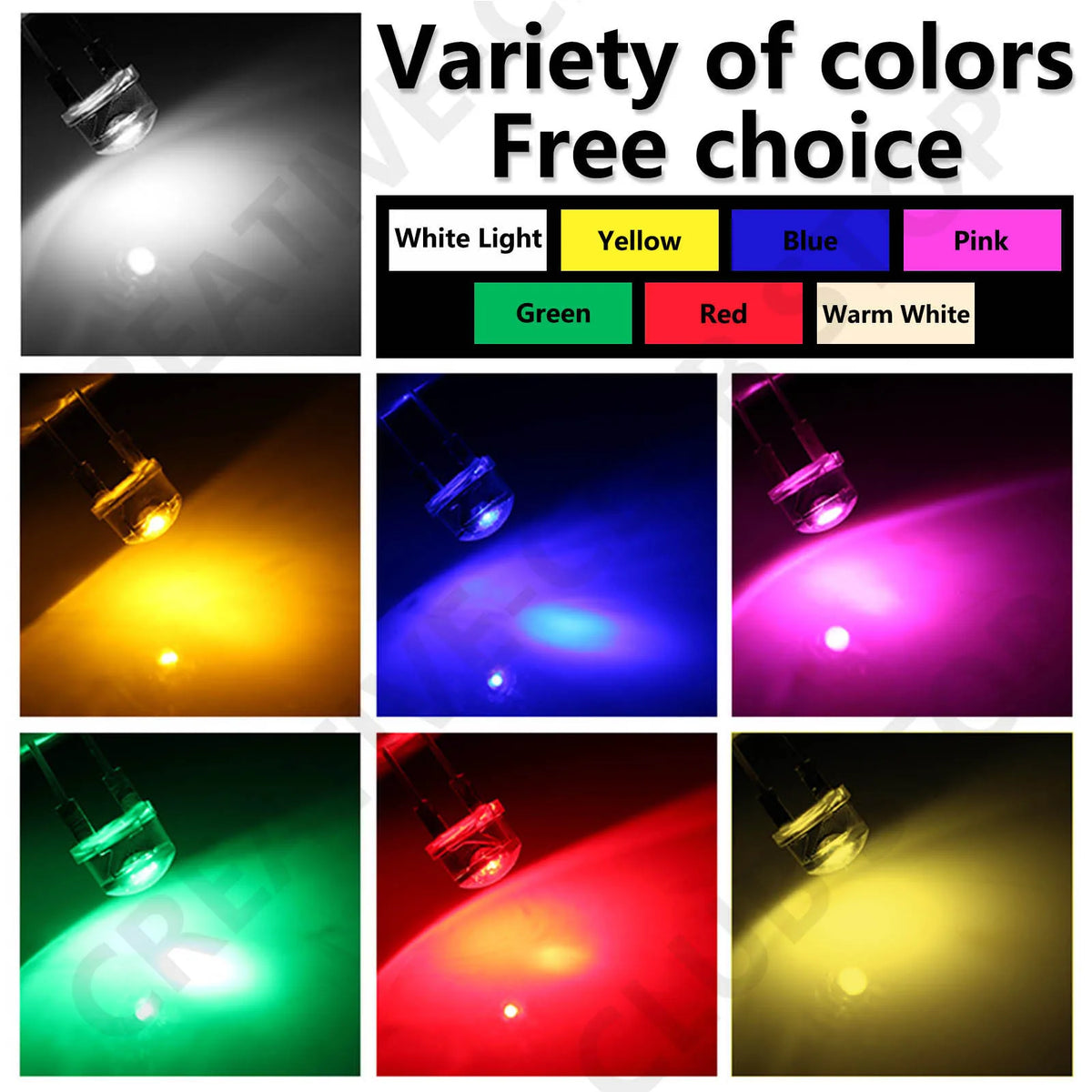 diode led 8mm chapeau paille rouge bleu jaune vert rose blanc chaud décoration