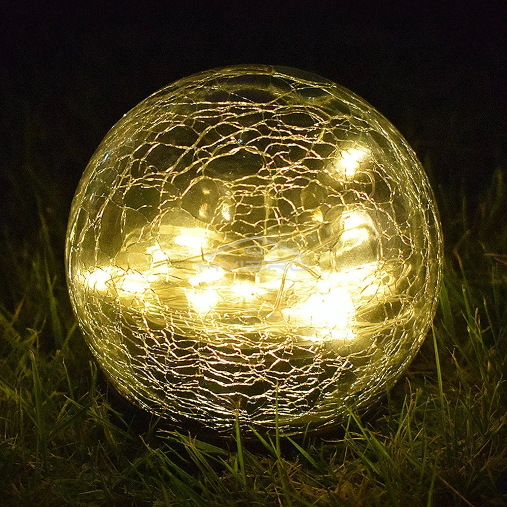 lampe solaire moderne transparente dorée texture craquelée jardin extérieur autoinstallation led 600mah ni mh