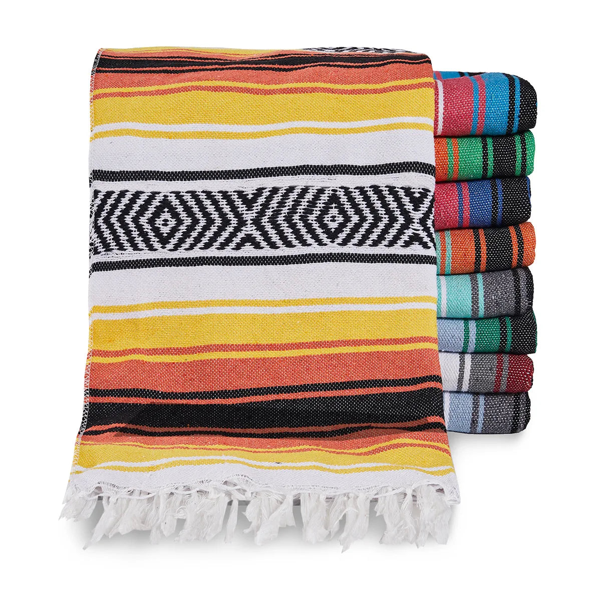 couverture plaid méditerranéen rayé multicolore portable pique nique voyage hospitalière maison avion