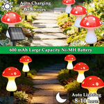 lampe solaire led champignon rouge blanche jaune moderne décoration extérieure jardin patio chemin ip65