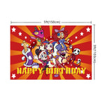 ensemble décoration anniversaire cirque numérique vaisselle papier assiettes gobelets serviettes nappe décorations multicolores