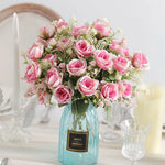 décoration intérieure bouquet roses artificielles soie blanc rouge modernes anniversaire mariage baby shower