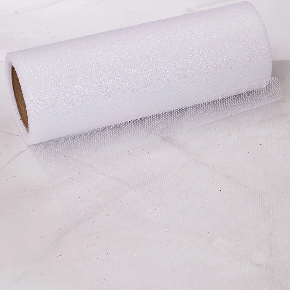 rubans tulle glitter opaques divers couleurs 15cm large 10yards longueur