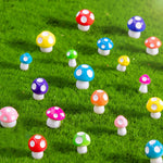 champignons décoratifs résine rouge blanc vert bleu orange rose violet points blancs chapeau fairy