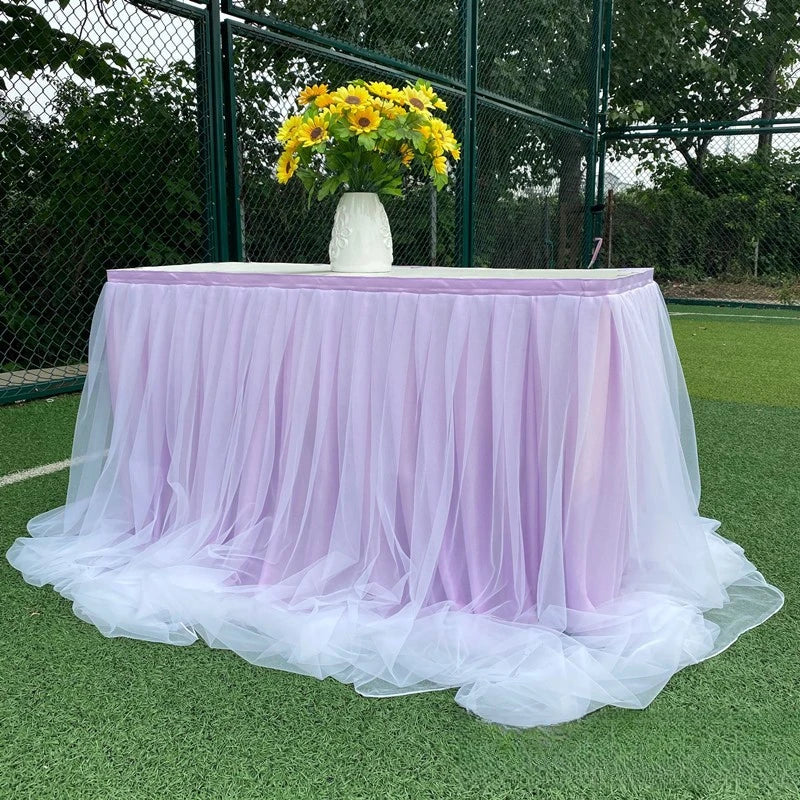 jupe table tulle opaque peach bleu rose violet blanc événements anniversaires mariages festives