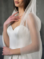 voile mariée blanc rayures fines bord coupé classique polyester off white waltz translucent