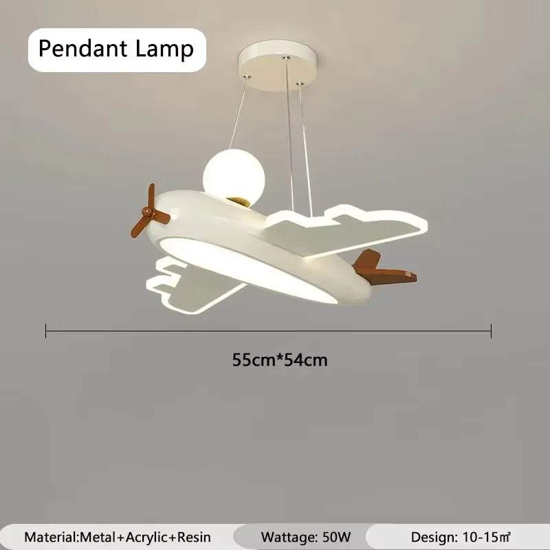 lampe suspendue avion moderne blanc bleu clair contemporain chaînes LED