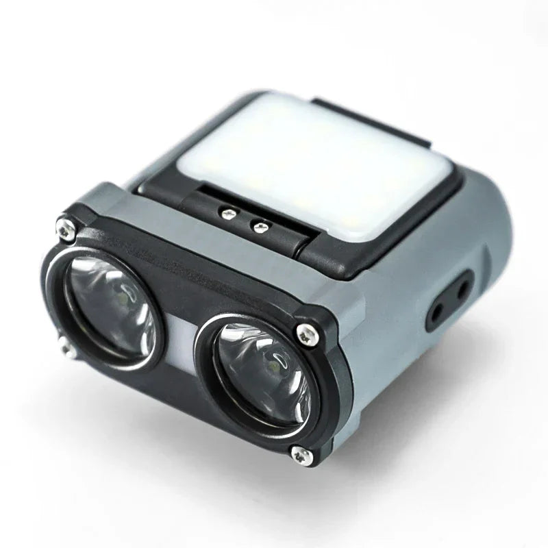lampe frontale rechargeable led gris argenté réglable chasse pêche vélo emergency