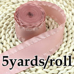 ruban satin rose clair bord frangé yards élégant déco opacité double face