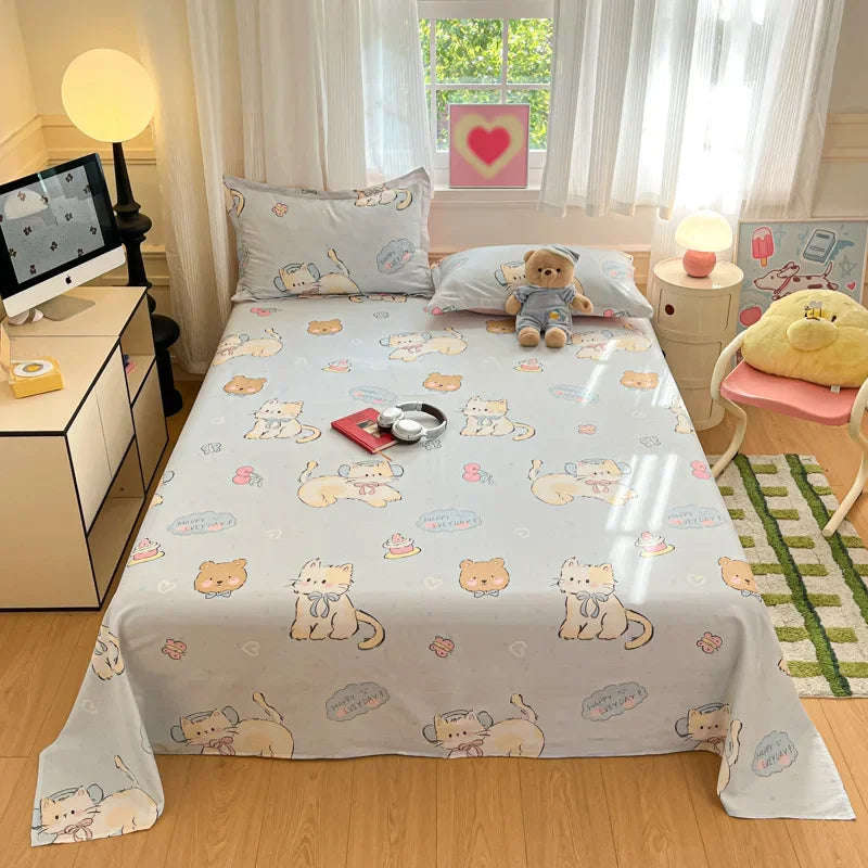 drap lit coton motif animal géométrique moderne gris clair rose pâle