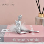 figurine danseuse résine argent doré blanc plume robe mariage anniversaire noël valentin