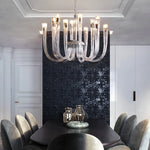 lustre contemporain transparent tubulaire suspension salon chambre ampoules led 15 30mètres carrés