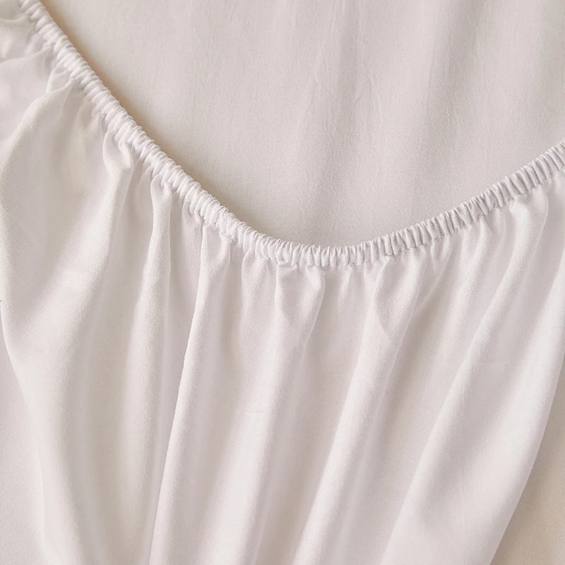 drap housse lit coton blanc uni élastique matelas moderne doux