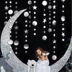 Guirlande décorative festivale or argent étoiles cercles brillantes party supplies