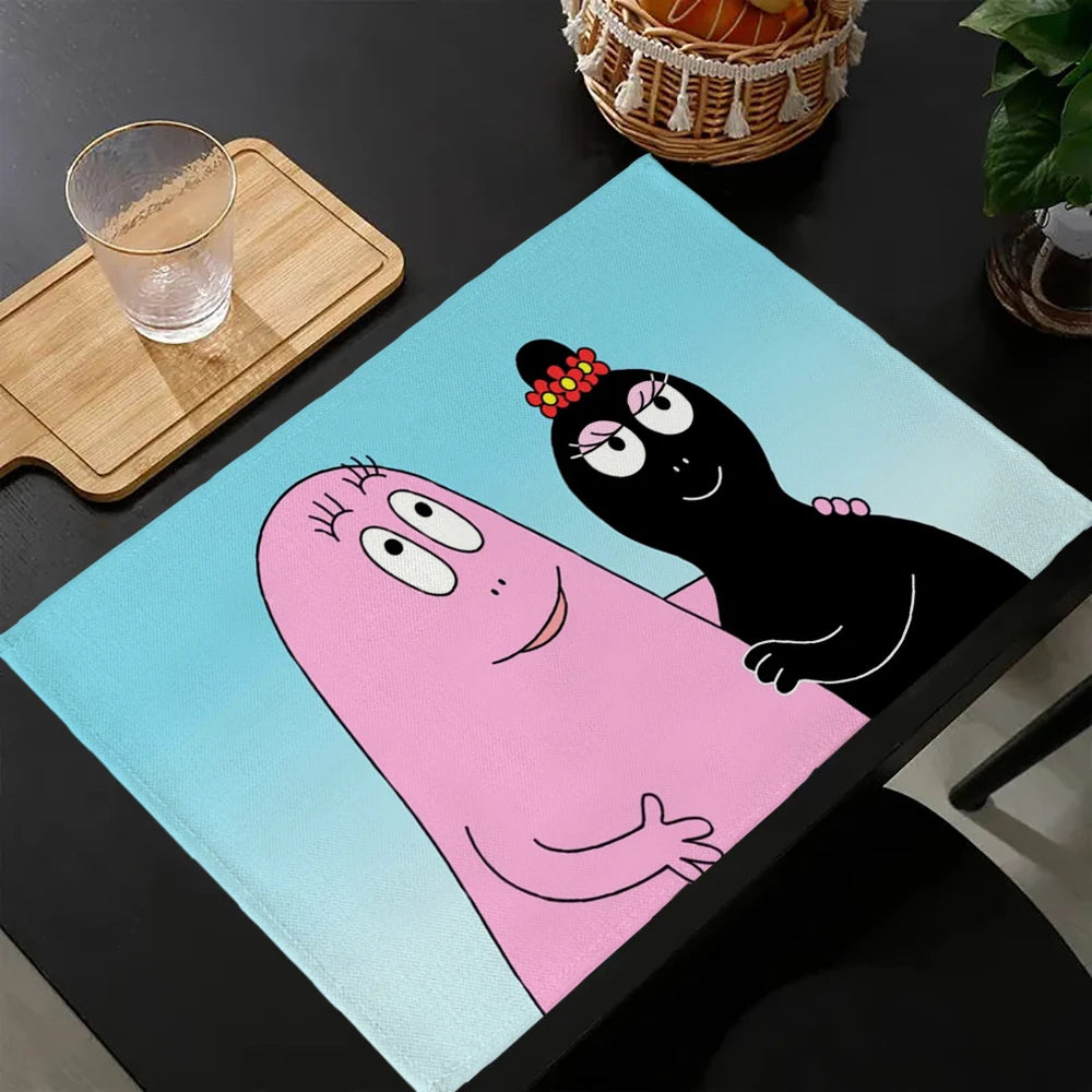 tapis multicolore dessins animés personnages cartoon table maison isolation thermique plats occidentaux