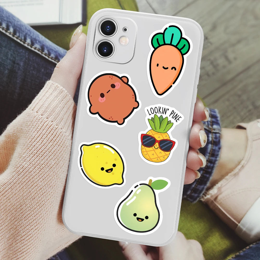 sticker adhésif fruit dessin animé multi couleur waterproof vinyl 6cm adultes adolescents scrapbooking portable