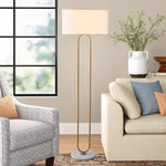 lampe sol led or blanc abatjour tissé base marbre moderne chambre coucher