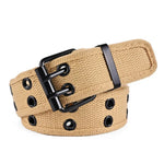 ceinture toile beige perforée boucle métallique décontracté sport outdoor unisexe