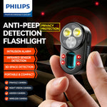 lampe torche détecteur espion noir moderne compact 200 500 mètres éclairage ABS matériaux sécurité