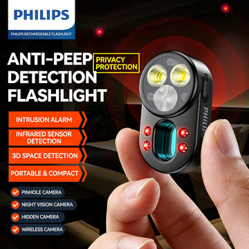 lampe torche détecteur espion noir moderne compact 200 500 mètres éclairage ABS matériaux sécurité