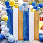 rideau fond paillettes bleu royal doré rouge élégant festif occasion anniversaire opacité deux panneaux