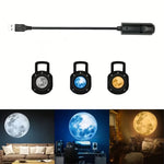 projecteur mural lune led noir adhésif diapositives blanc bleu jaune