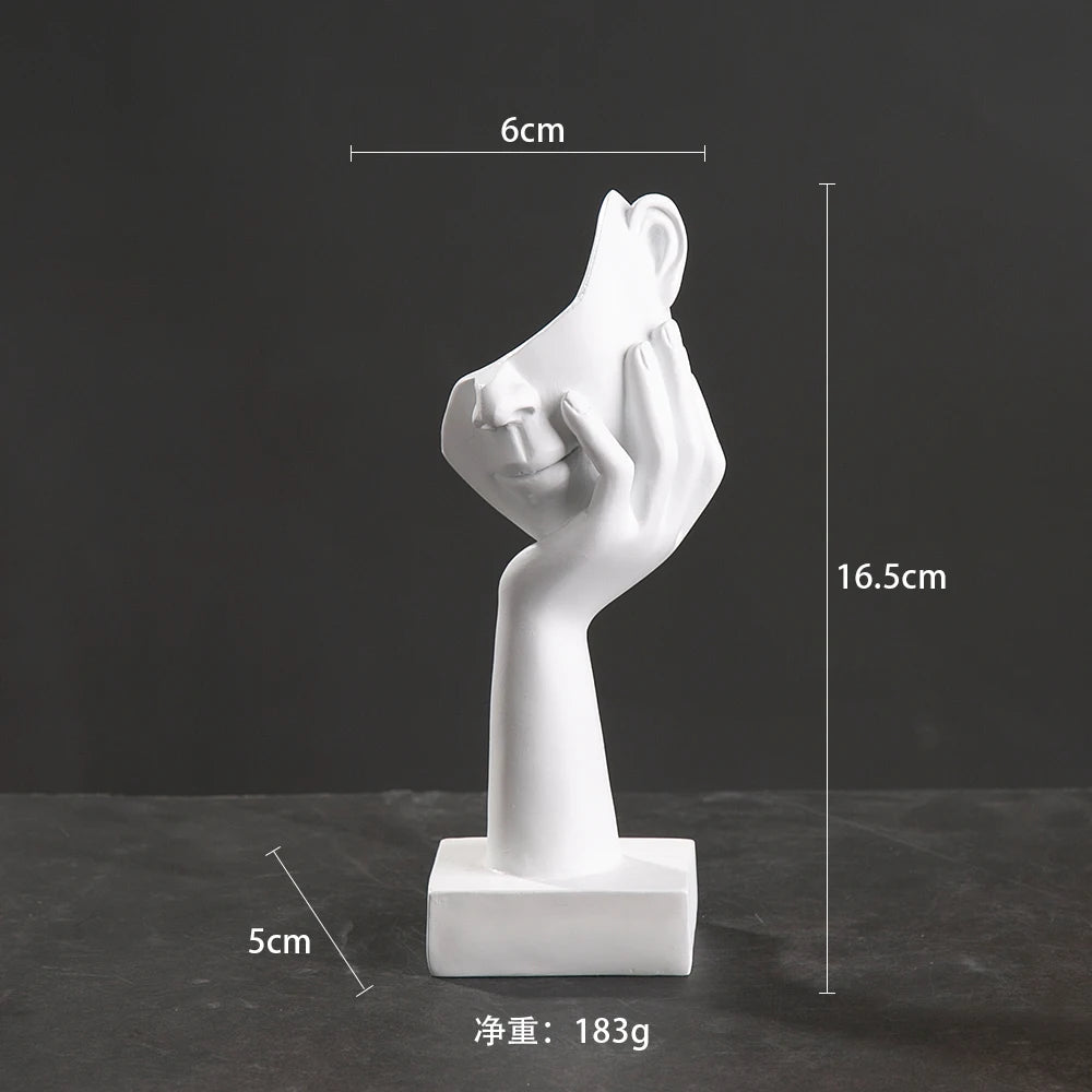 statuettes décoratives visage humain noir blanc doré modernes minimalistes abstraites contemporaines base carrée livres