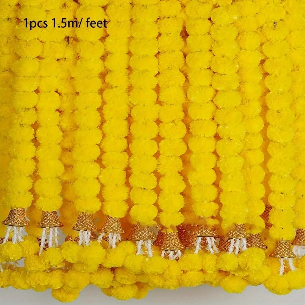guirlande florale artificielle festives boules fleurs compactes couleurs vives indien festive ornement fête sans