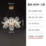 Suspension lumineuse moderne florale blanc doré LED câbles métalliques transparentes chambre salon