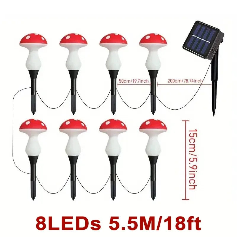 lampe solaire champignon rouge blanche jaune moderne extérieur jardin ambiance vacances led ip65 abs