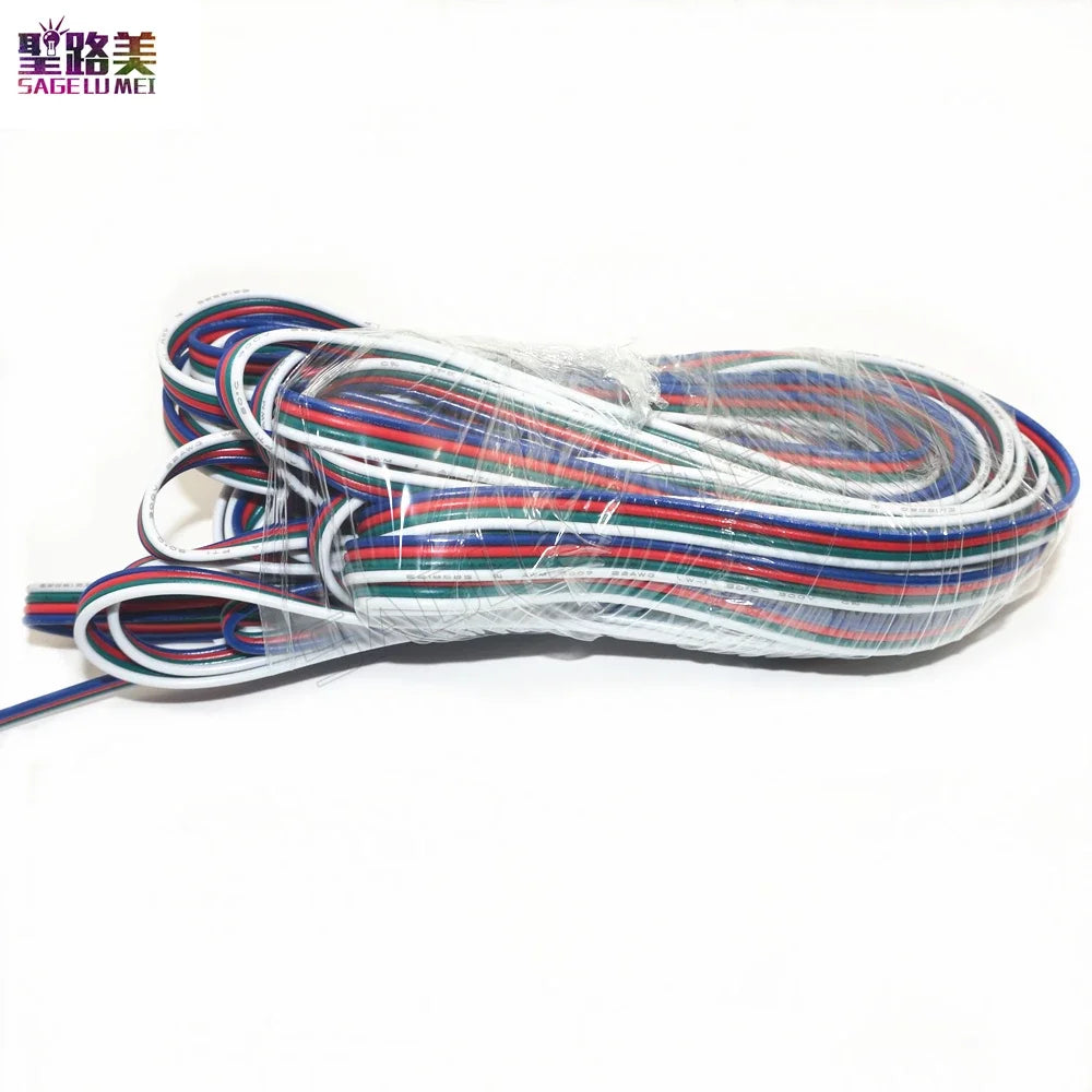 câbles extension led 2pin 3pin 4pin 5pin 6pin 5m 10m rouge noir blanc bleu