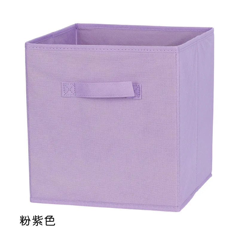 boîtes rangement pliables tissu uni moderne bleu marine beige jaune vert poignées détachables respectueux