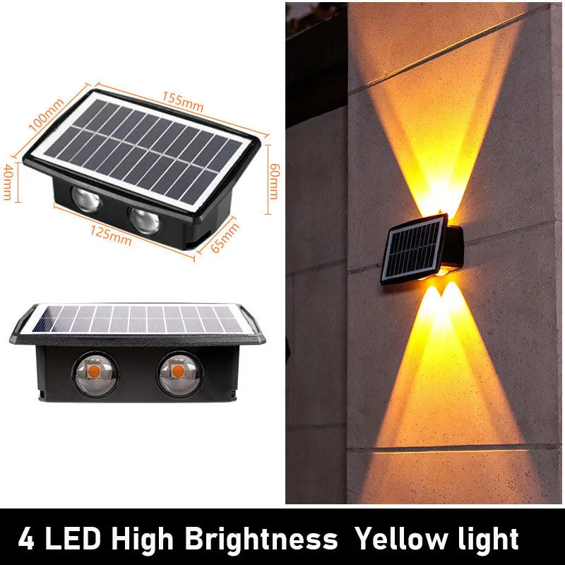 applique murale solaire led moderne noire blanche jaune bleue panneau solaire adhésif fixeextérieur