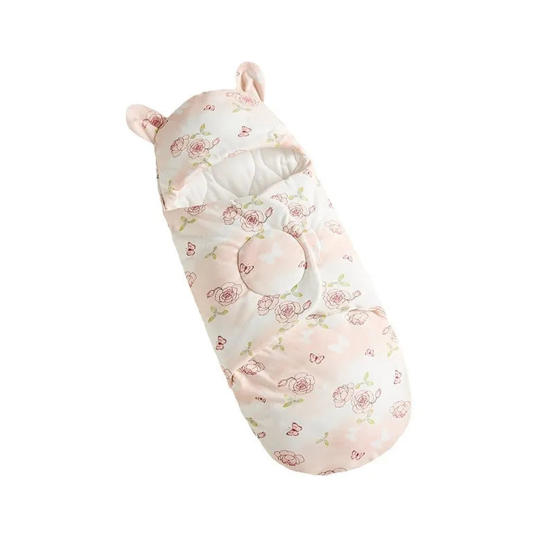 Sac couchage bébé fleurs animaux coton doux blanc rose pâle vert clair zip confortable