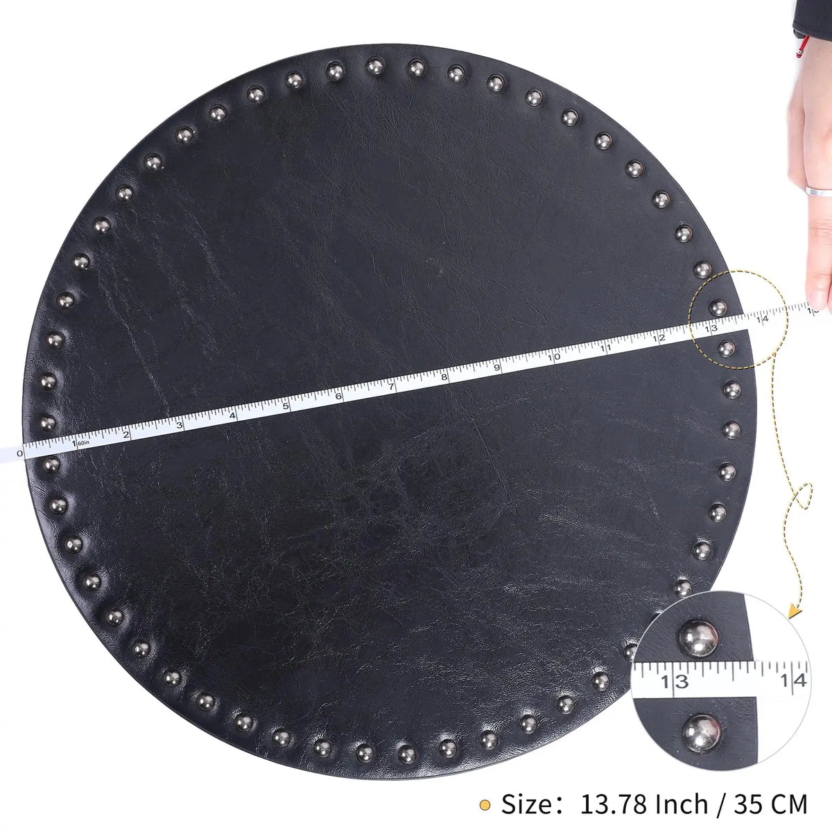 placemat moderne rond noir texture élevée rivets résistant chaleur lavable 35cm antiégratignures
