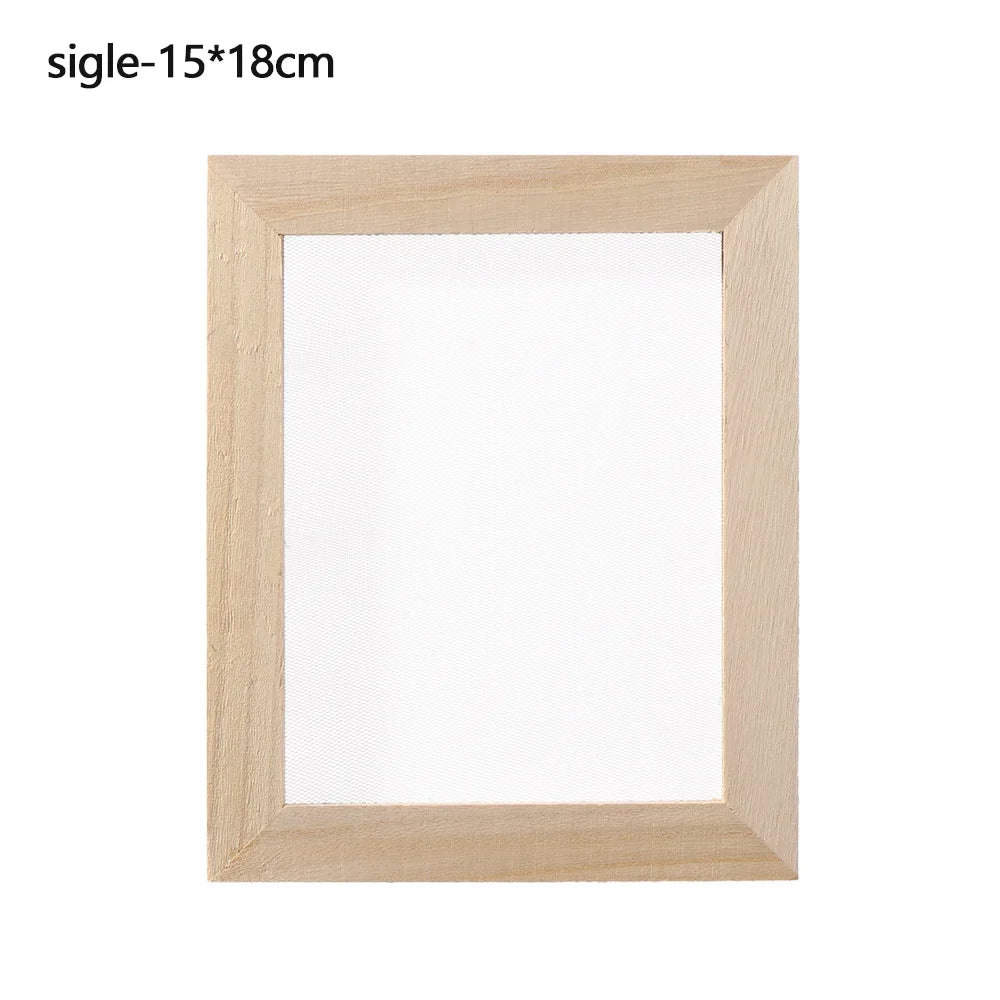cadre bois texture naturelle feuilles séchées papier modeler coupelle plastique cuillère bois diy artisanat