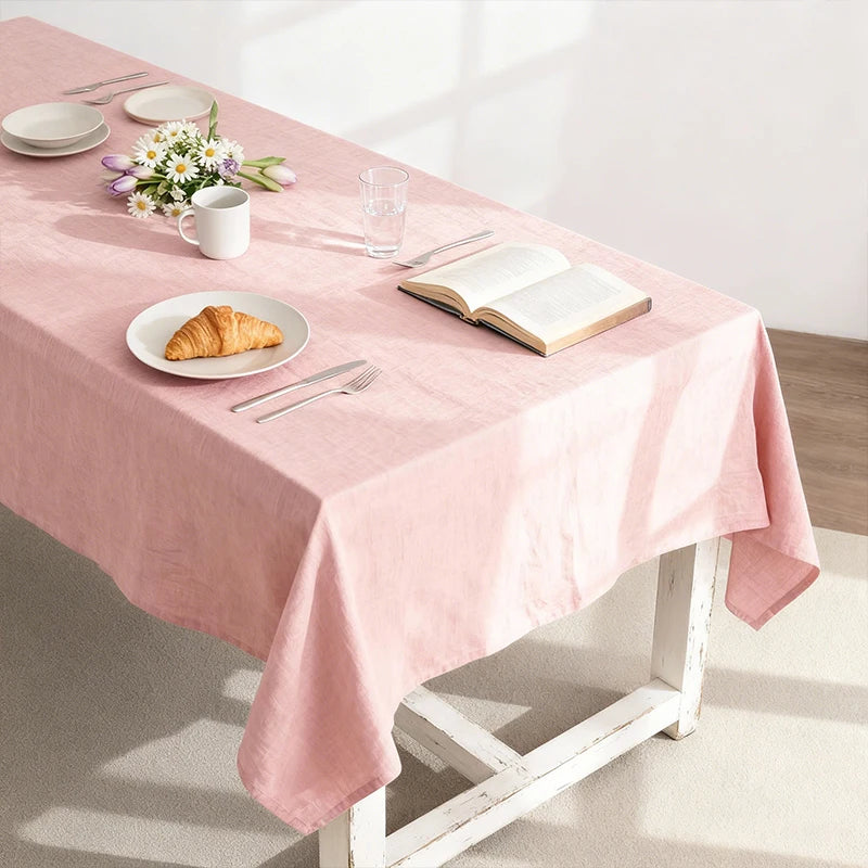 nappe polyestre texture lin moderne vert olive jaune rose pâle réutilisable machine transparente table
