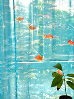 rideau moderne poissons dorés bleu clair abstrait translucide fenêtre maison 180x250cm