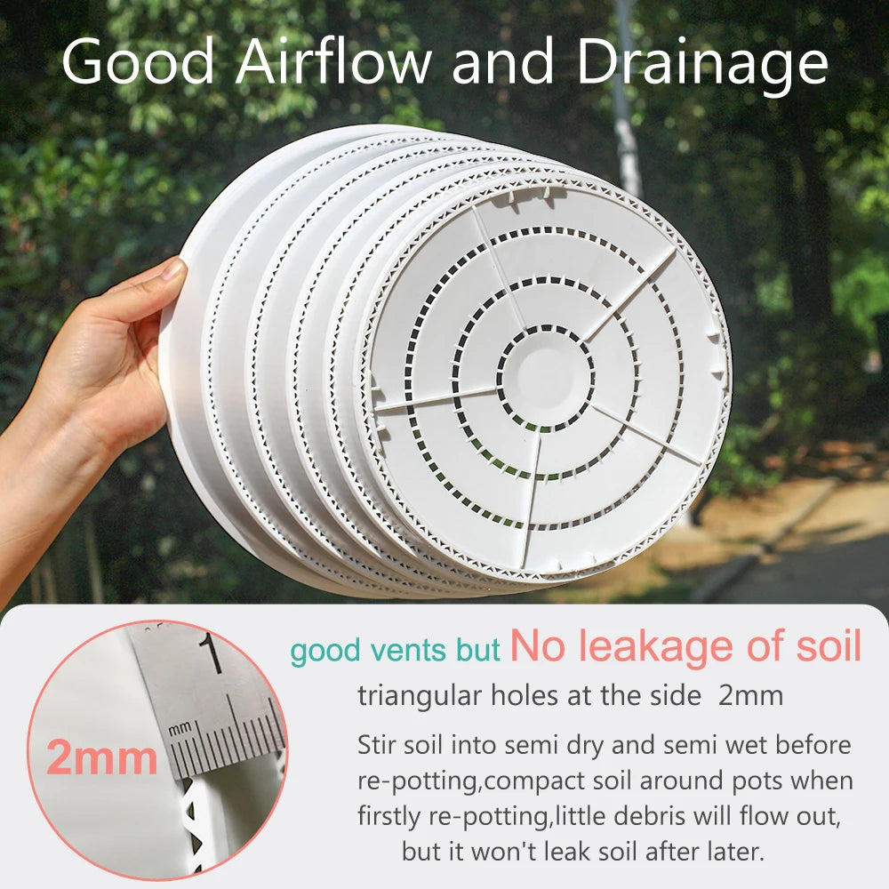 pot fleurs pliable plastique blanc rond trous drainage plantes intérieur extérieur