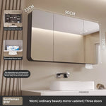 armoire salle bain murale miroir led rangement porte coulissante moderne blanc gris