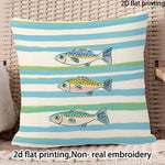 housses coussins carrés bleu clair rayures horizontales polyester peachskin 40x40cm 45x45cm 50x50cm 60x60cm