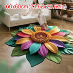 tapis fleur tournesol jaune vert moderne 60x60cm polyester antidérapant salon chambre