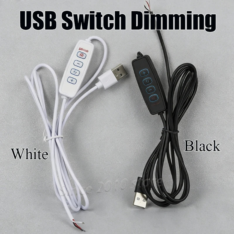 contrôleur luminosité usb blanc noir boutons ajustement adhésif câble 2m moderne compact on off