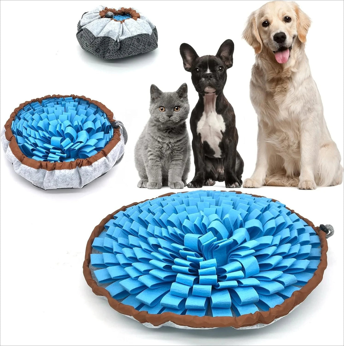jouet interactif chien fleurs motifs géométriques orange vert blanc marron clair non slip