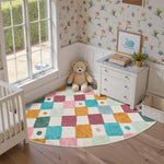 tapis multicolore géométrique moderne chambre salon doux confortable polyester blanc