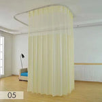 rideau séparation médical tissu plissé bleu vert rose jaune blanc opacité transparente tringle métal