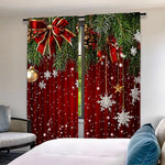 rideau noël classique branches flocons rouge vert opaques chambre salon