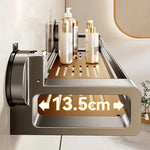 étagère salle bain argentée suction cup moderne minimaliste rangement bouteilles cosmétiques serviettes accessoires