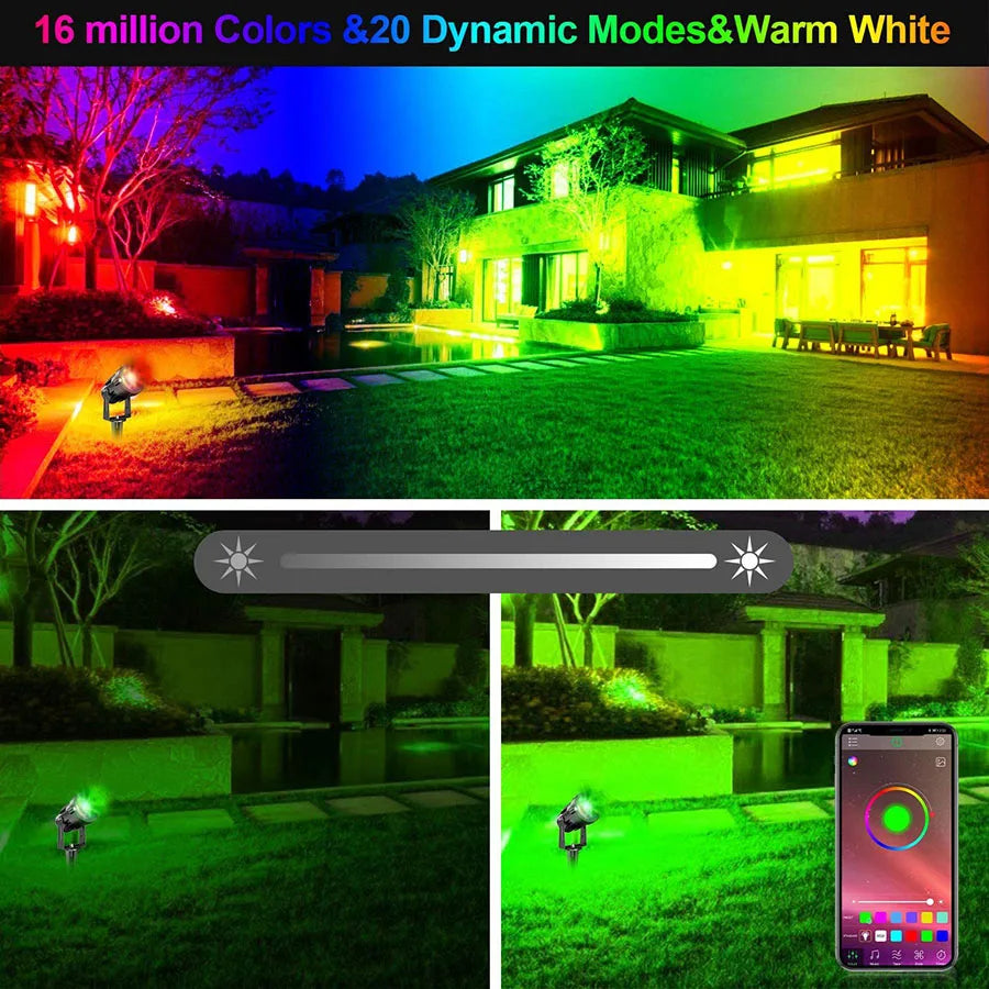projecteurs led extérieurs modernes ip65 15w rgb noir aluminium bluetooth